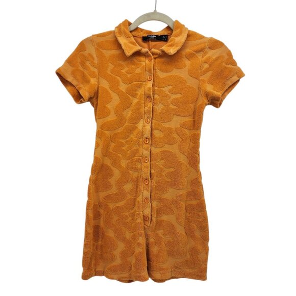 Jaded London Womens 4 Romper Toweling Playsuit Terry Cloth Orange Retro Party - Picture 10 of 10